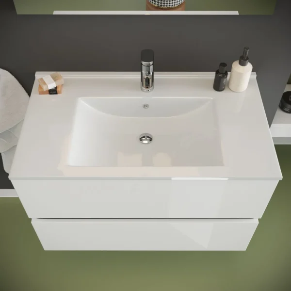 Composizione bagno Easy bianco lucido 80 cm