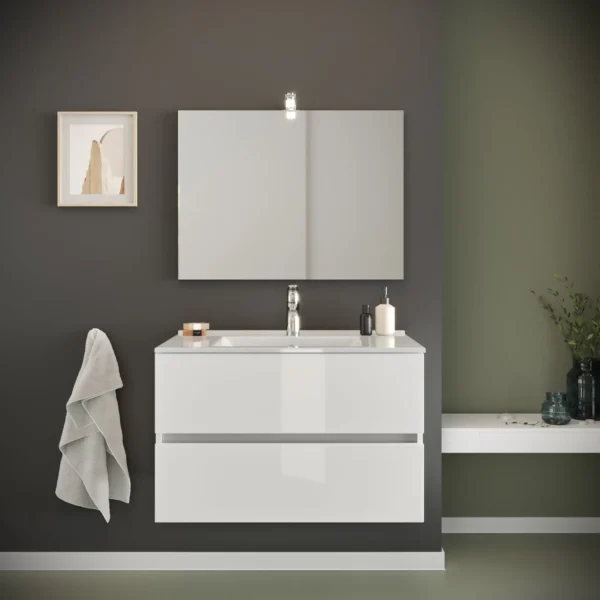 Composizione bagno Easy bianco lucido 80 cm
