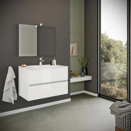 Composizione bagno Easy bianco lucido 80 cm