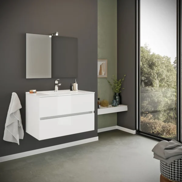 Composizione bagno Easy bianco lucido 80 cm