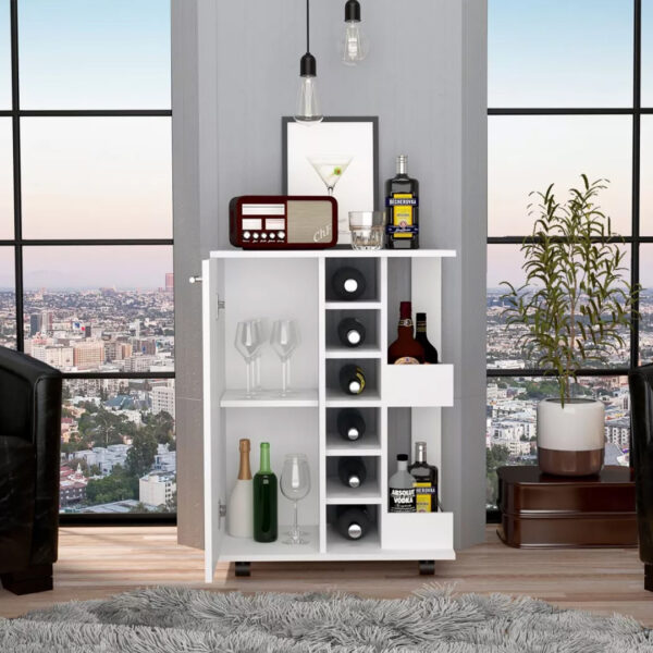 CARRELLO CUCINA PORTABOTTIGLIE BIANCO
