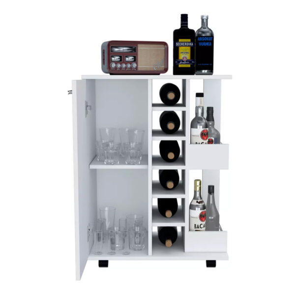 CARRELLO CUCINA PORTABOTTIGLIE BIANCO