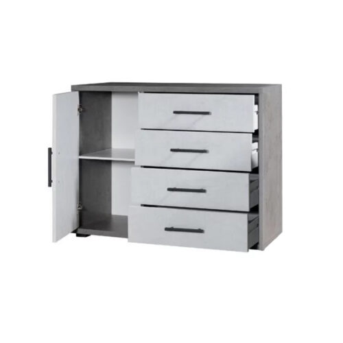 Credenza multiuso bianco e cemento