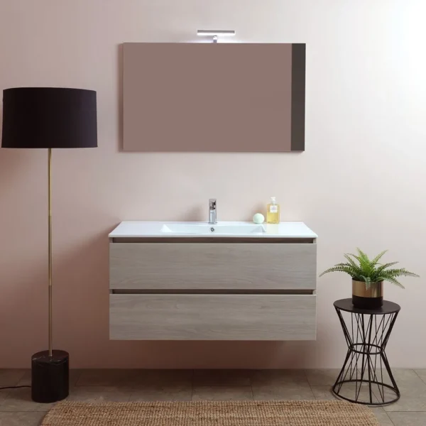 Composizione bagno Easy rovere grigia 100 cm