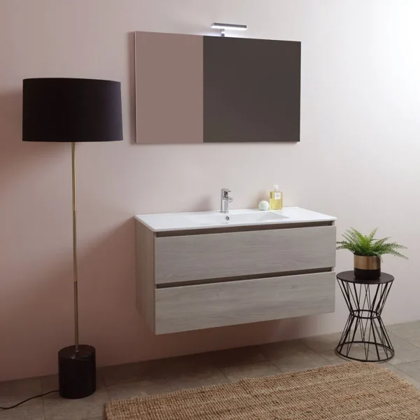 Composizione bagno Easy rovere grigia 100 cm