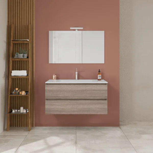 Composizione bagno Easy rovere fumo 100 cm